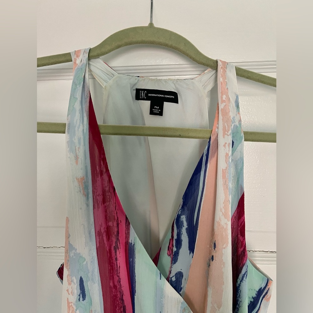 INC International Concepts Pink and Blue Striped Maxi Dress - Picture 3 of 4